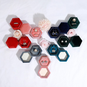 Hexagonal jewelry box Korean velvet ring necklace earrings jewelry box Packing storage box